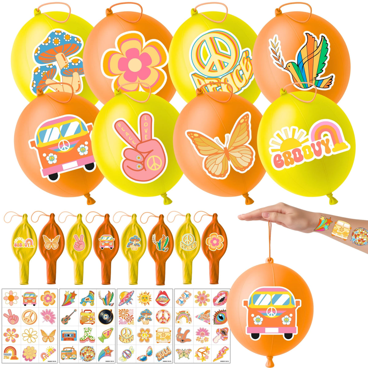 91BALLOONS groovy punch balloon 18in orange for durable party decor and outdoor games