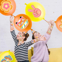 91BALLOONS groovy punch balloon 18in yellow for bright decor and interactive prizes