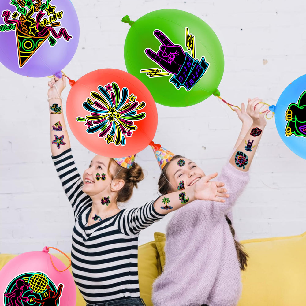 91BALLOONS neon colors with printed icons bring vibrant visuals to parties.