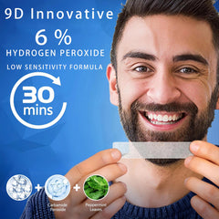 Whitening strips on teeth with timer concept