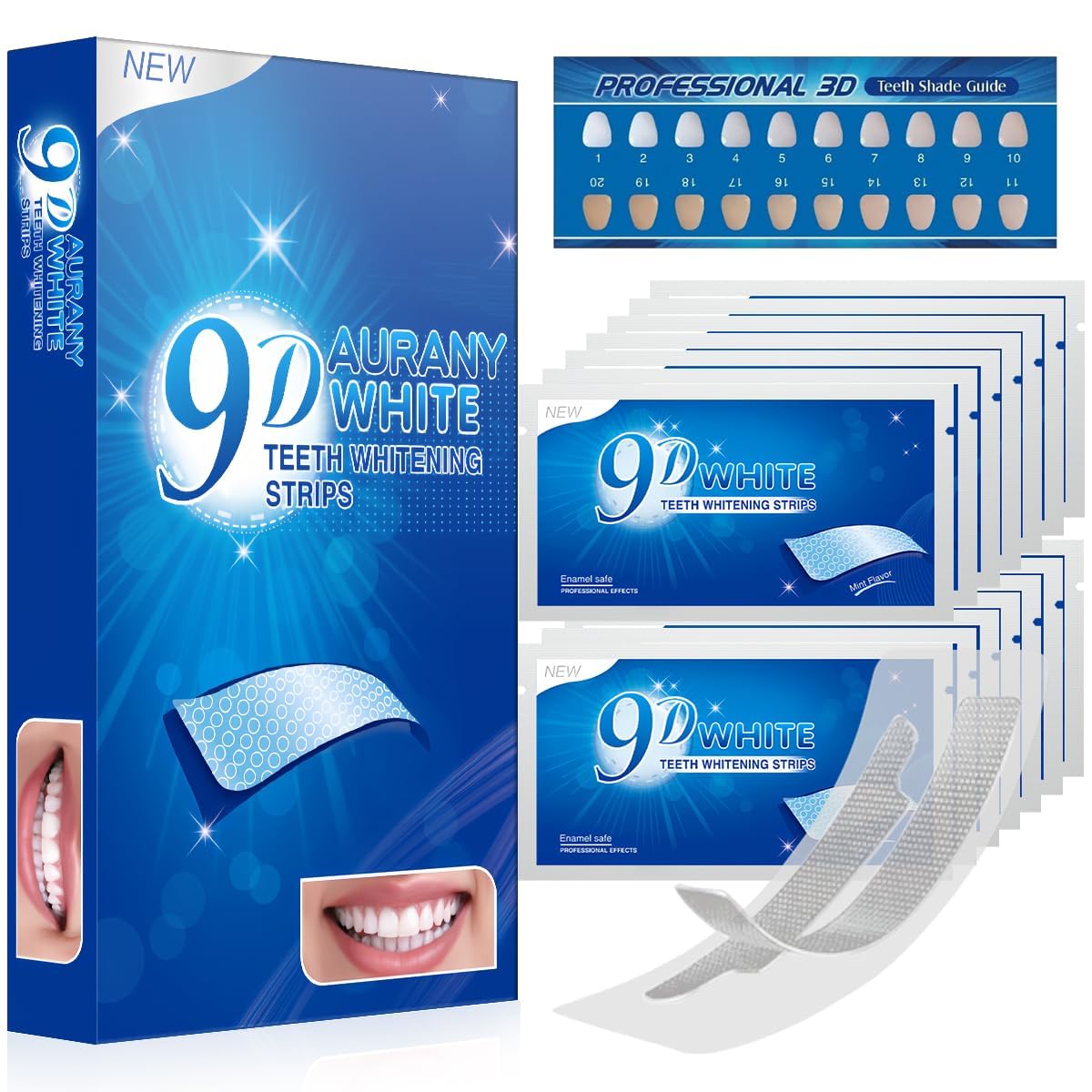 Package of 9D Sensitive Teeth Whitening Strips