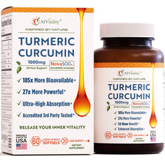 Product bottle of A1Vitality NovaSOL Turmeric Curcumin 1000mg