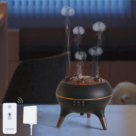 AChoice4U Dancing Jellyfish essential oil diffuser in black with 7-color LED lights