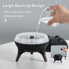 250ml water tank and auto-off safety feature