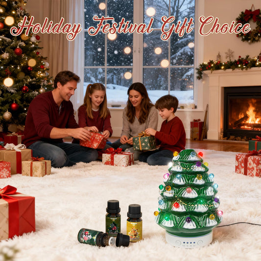 Ceramic diffuser with festive color-changing lights