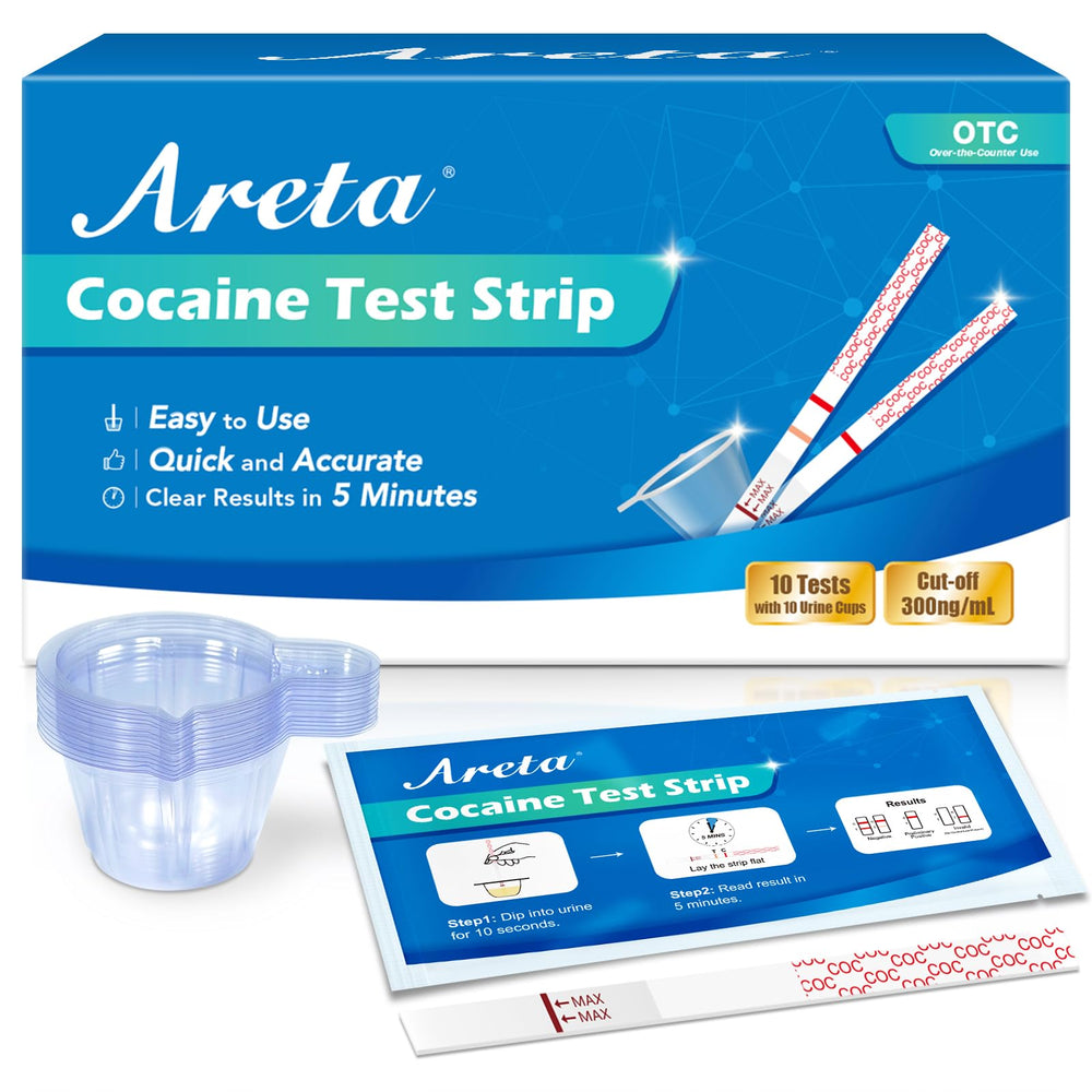 Areta Cocaine Test Strip – front view with packaging