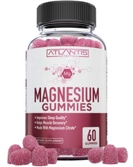 Atlantis Nutrition Magnesium Citrate Gummies bottle label with 60 vegan gummies