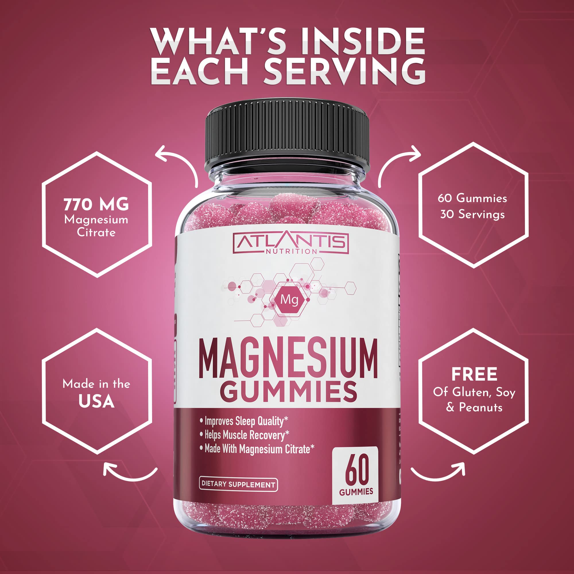 American-made Atlantis Nutrition magnesium gummies