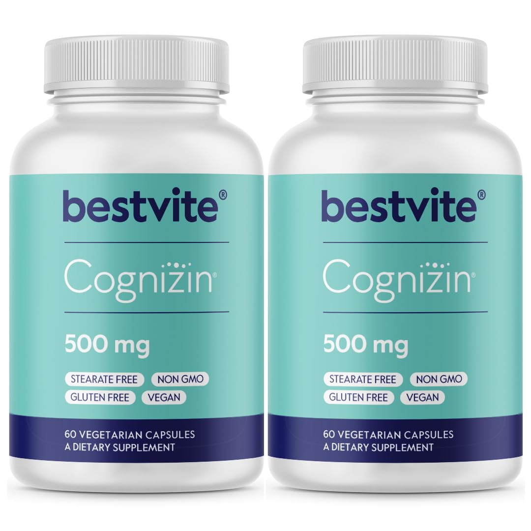 Bottle of BESTVITE Cognizin Citicoline 500mg vegetarian capsules