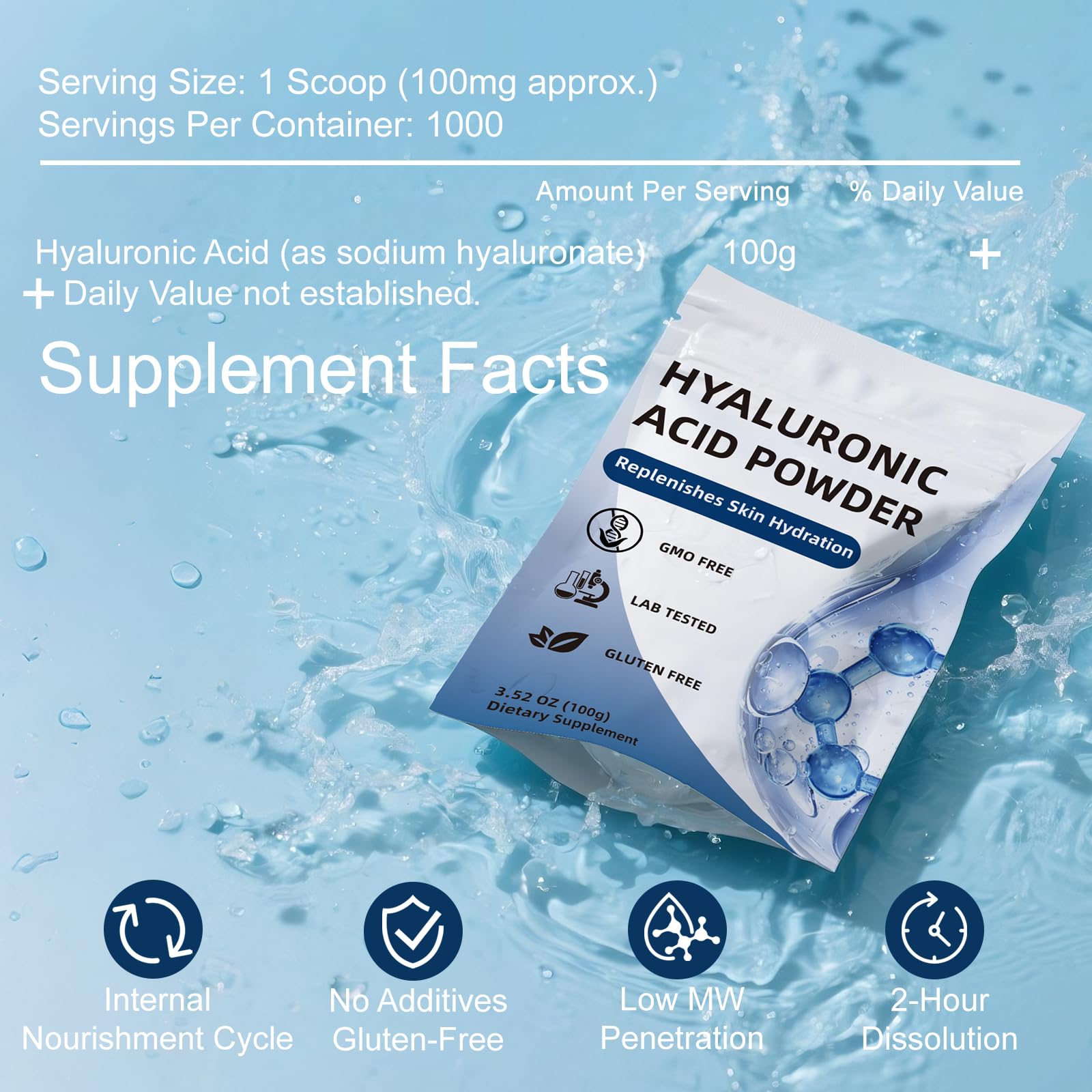 Dissolving Hyaluronic Acid powder in water (~2 hours)