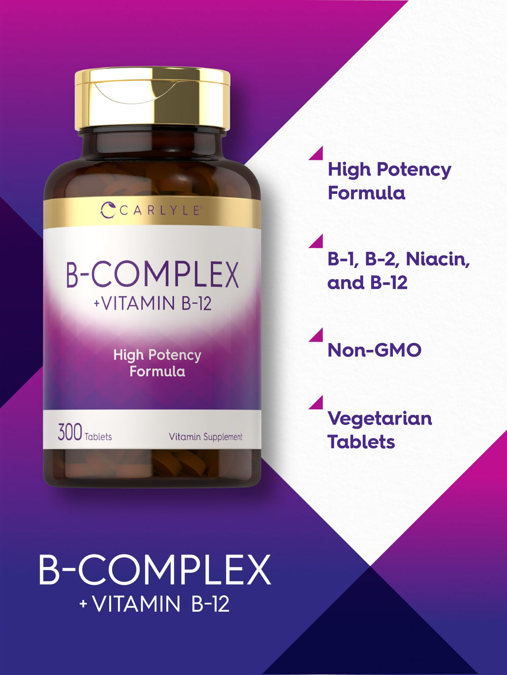 Vegetarian formula icon on Carlyle B-Complex packaging