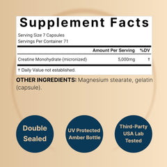 Serving size of 7 capsules for NatureBell Creatine Monohydrate