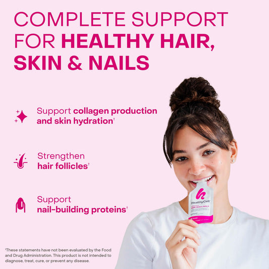 Side view of HealthyCell Vibrant Hair, Skin & Nails 30-gel pack