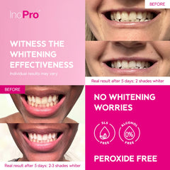 Close-up of whitening strips with plant-based formula