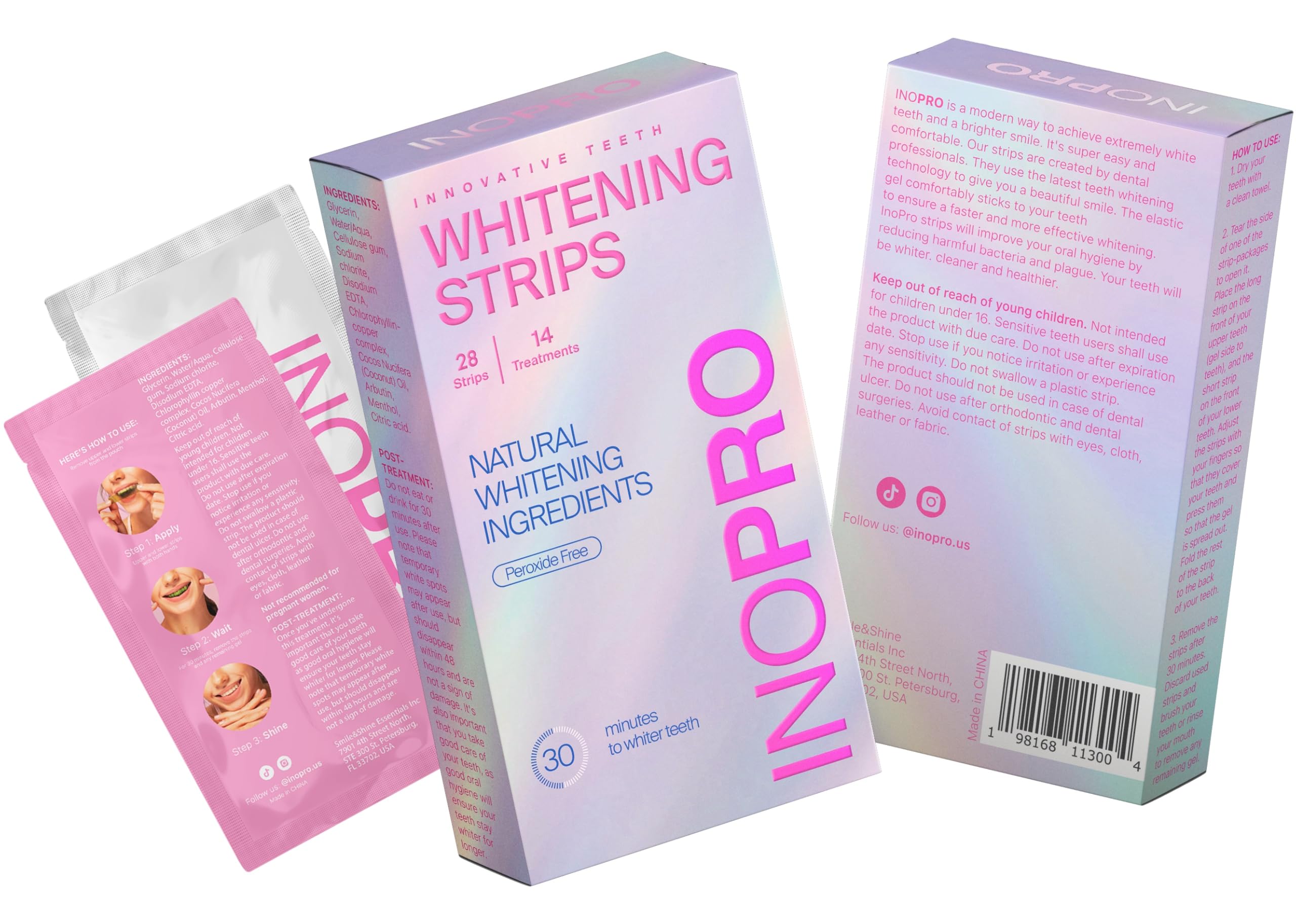 Complete InoPro kit with 28 strips and shade guide