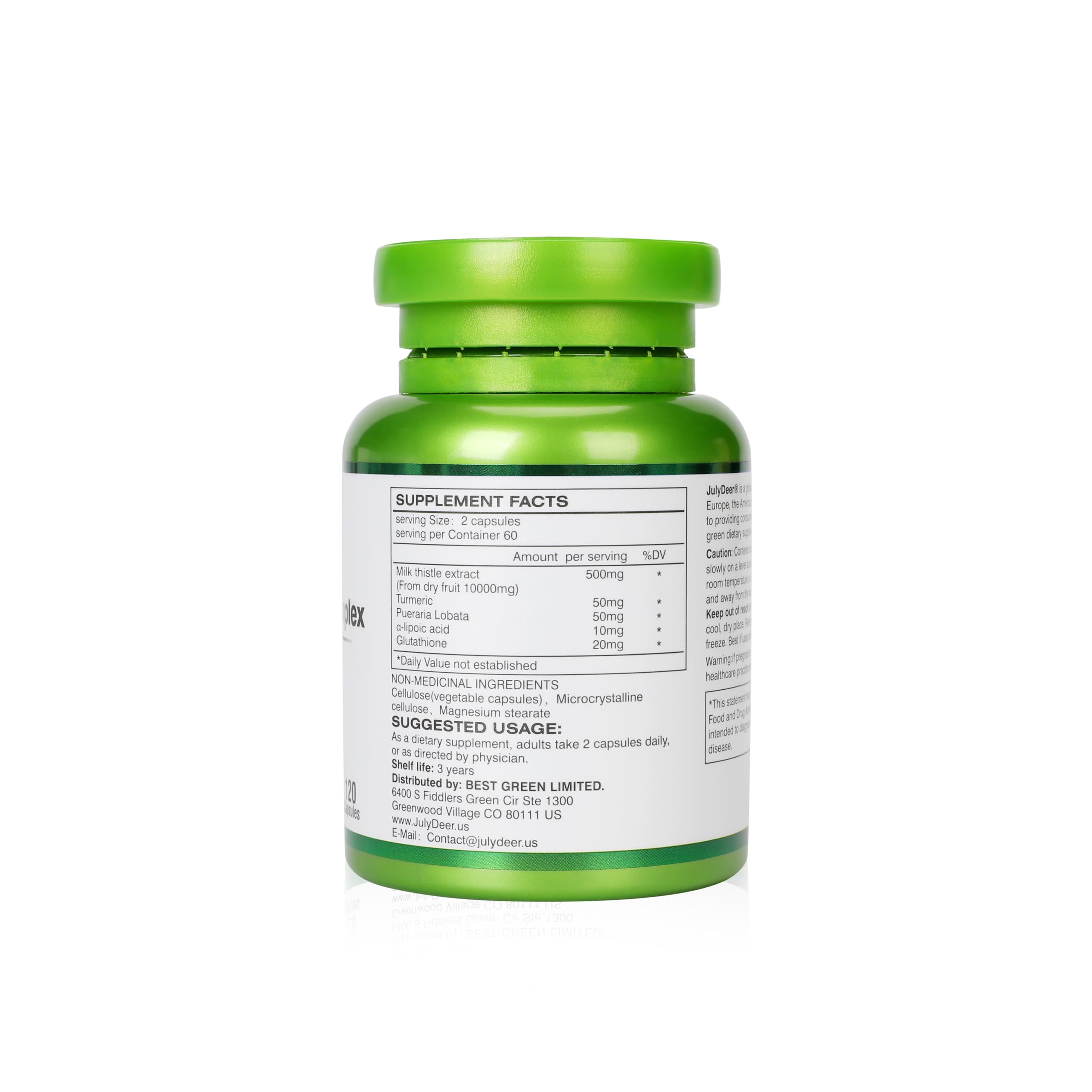 Milk Thistle extract and accompanying ingredients illustration