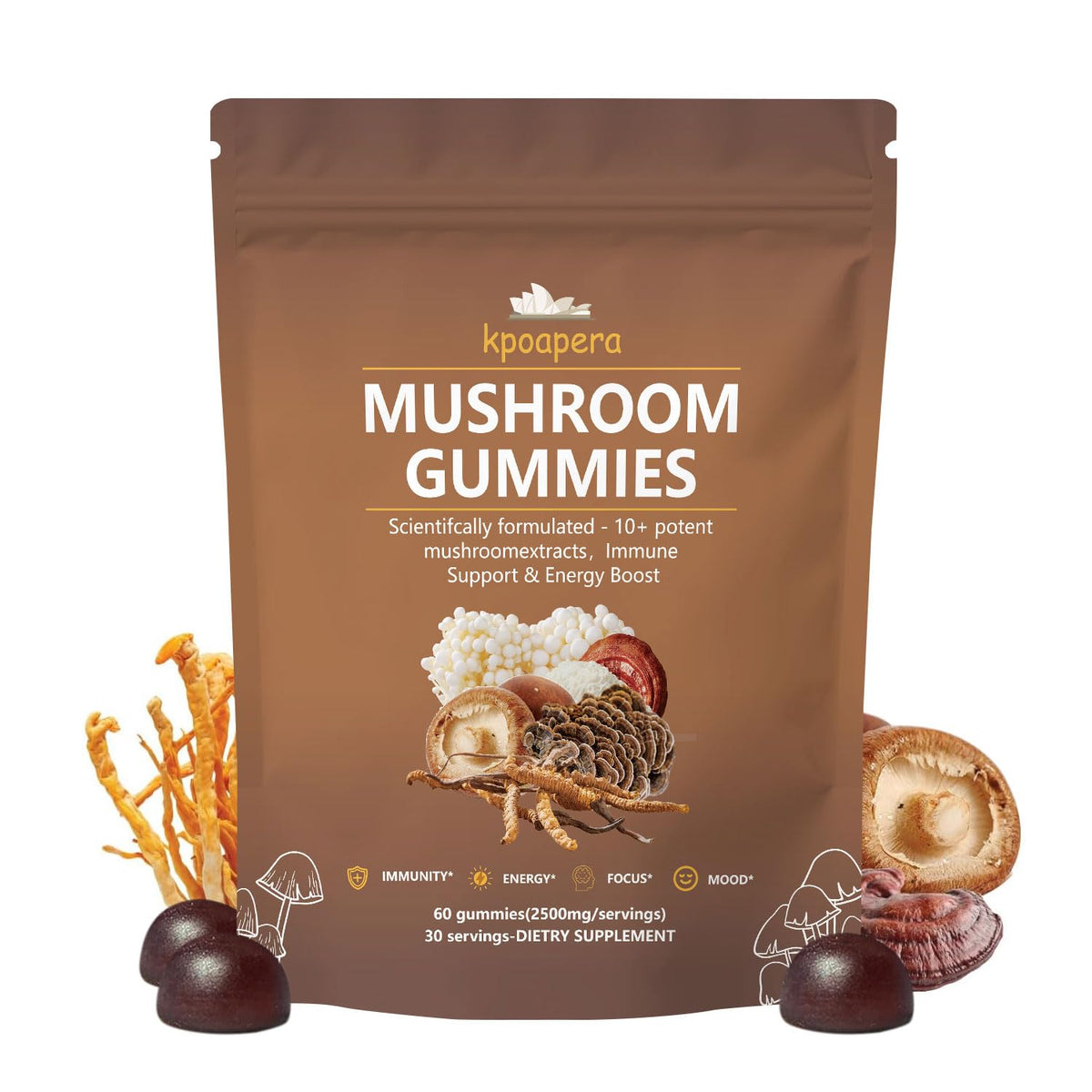KPOAPERA Lions Mane gummies packaging