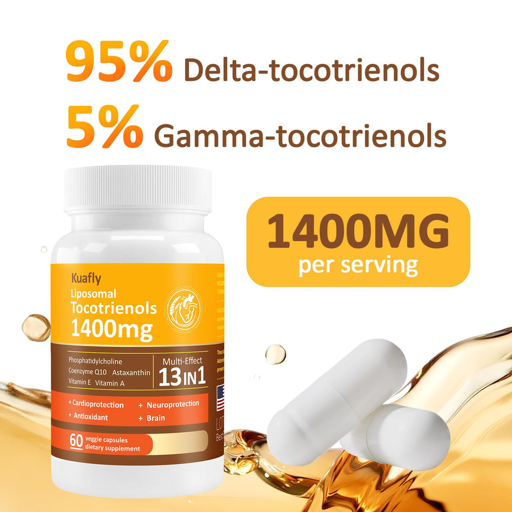 KUAFLY liposomal tocotrienols packaging and ingredients highlights