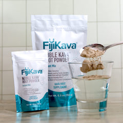 Kava drink prepared with water, coconut water, and lime