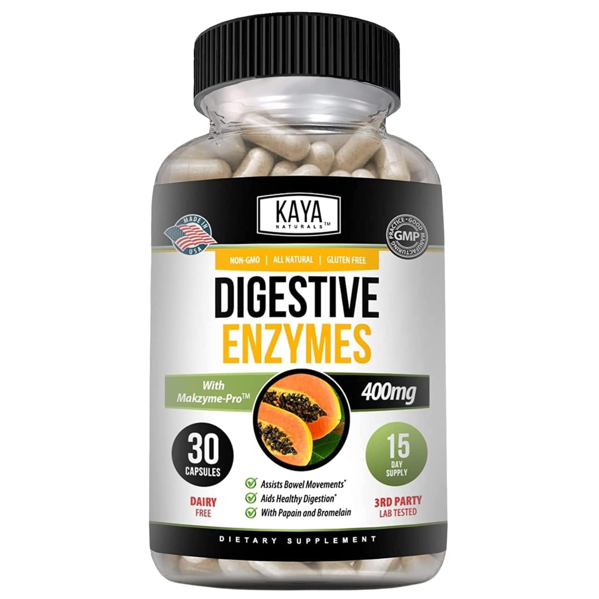 Kaya Naturals Digestive Enzymes bottle – front view