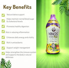 Kings Herbal Plus packaging with fruits and herbs
