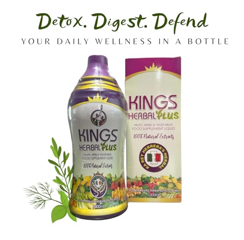 Pouring Kings Herbal Plus herbal juice into a glass