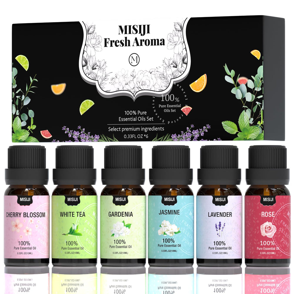 MISIJI 6 x 10ml essential oil bottles arranged in a row