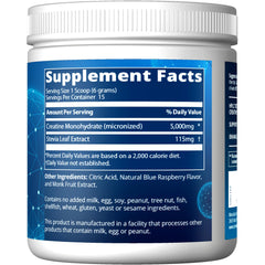 Close-up of blue raspberry creatine powder being scooped