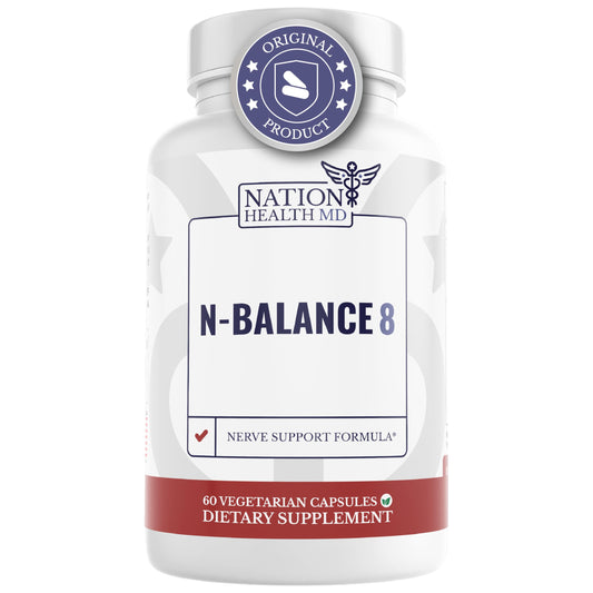 N-Balance8 bottle and label highlighting nerve support ingredients