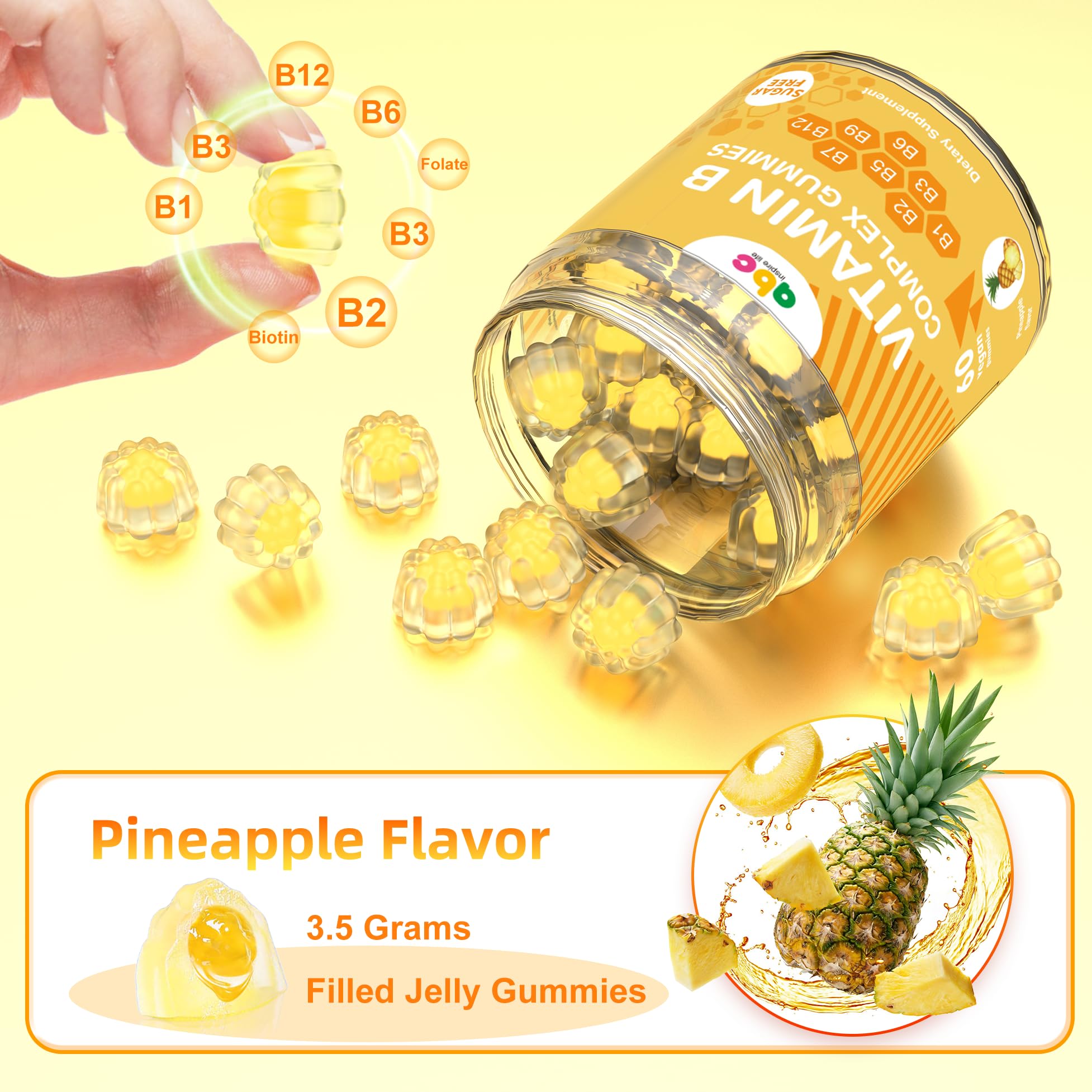 Vegan and Non-GMO label for NEWOLITE B Complex Gummies
