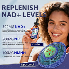 Graphic showing NAD+ precursors NR and NMNH