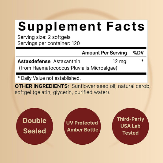NatureBell Astaxanthin 12mg 240 softgels packaging label