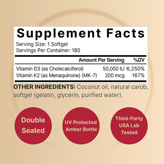 Weekly D3K2 softgel bottle with coconut oil