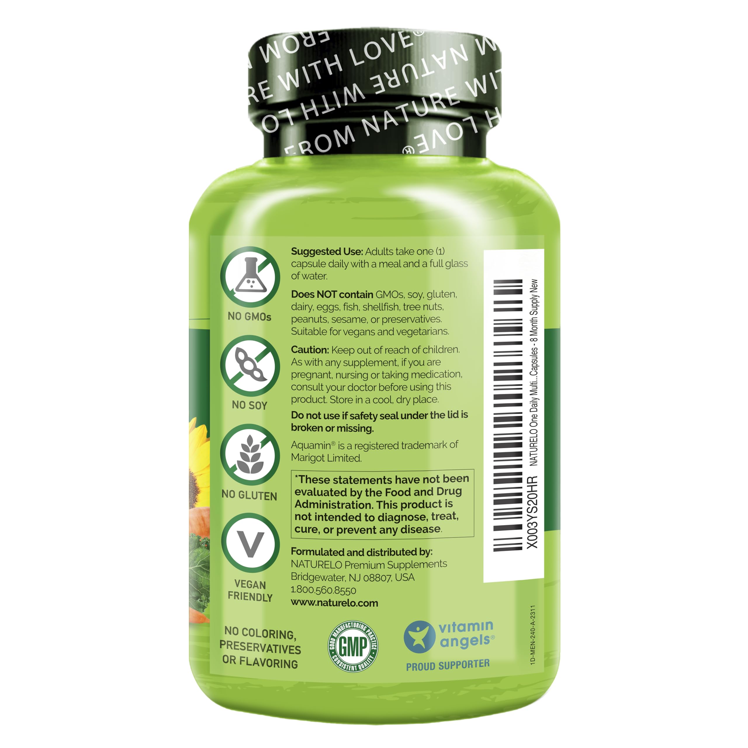 Bottle of NATURELO Men's Multivitamin with 240 vegetarian capsules