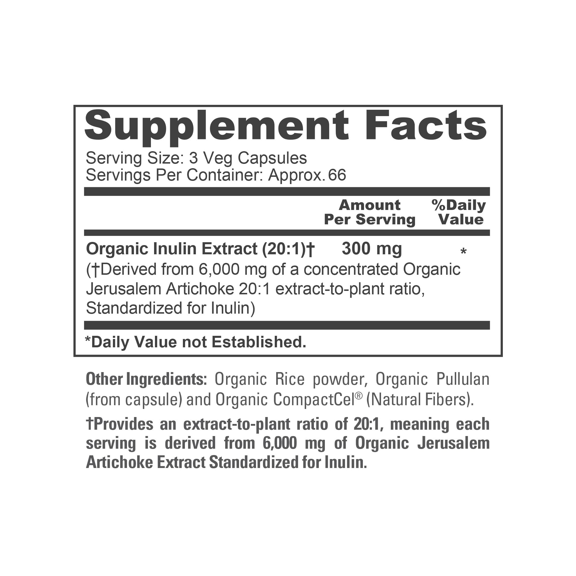 Non-GMO inulin supplement capsules