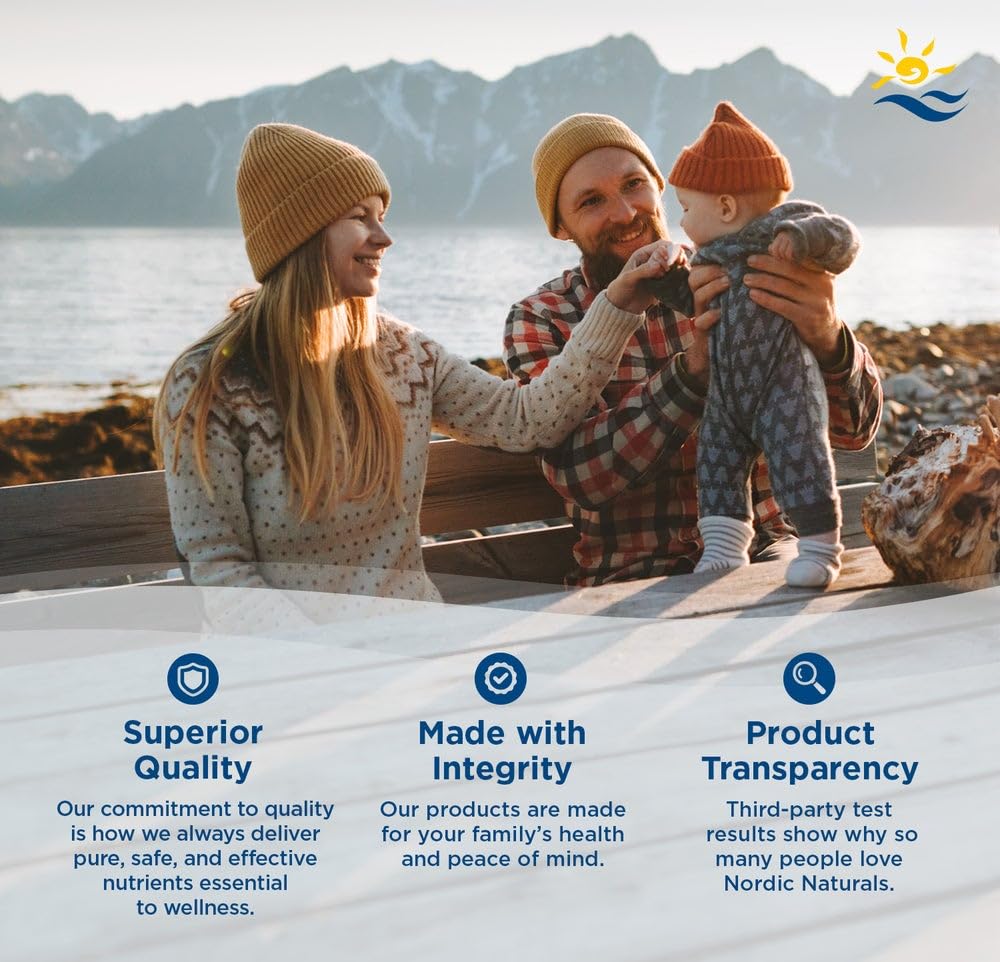 Purity and third-party testing logos for Nordic Naturals product