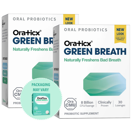 Front view of OraTicx Green Breath 2-pack