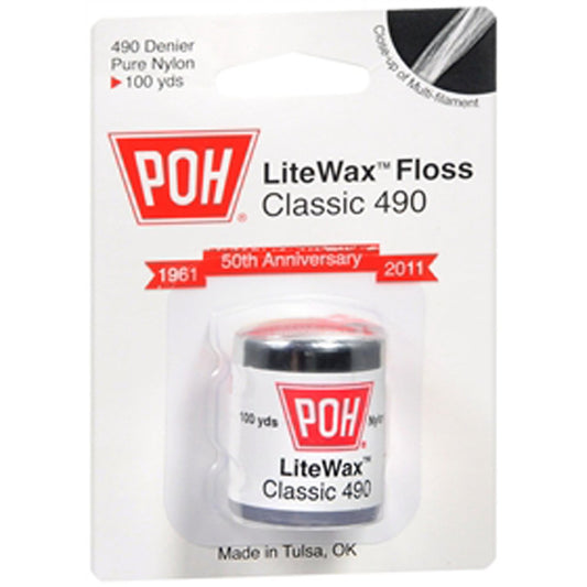 Close-up of POH Waxed Dental Floss showing waxed coating