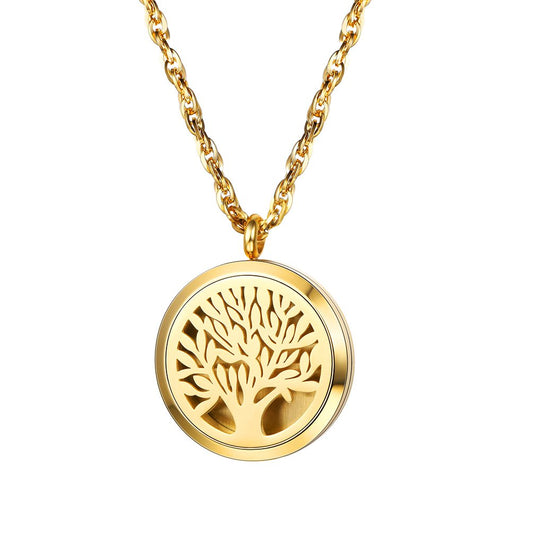 PROSTEEL Tree of Life Locket Diffuser Necklace front view