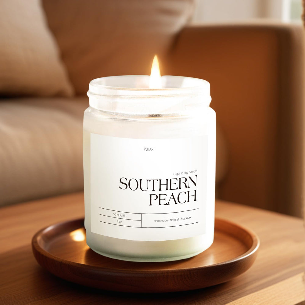Peach candle with premium gift box ready for gifting