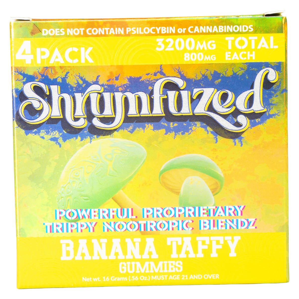 Front view of Shrumfuzed Proprietary Nootropic Gummy 3200mg bottle