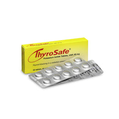 Front view of ThyroSafe 65mg potassium iodide tablets, 20-pack