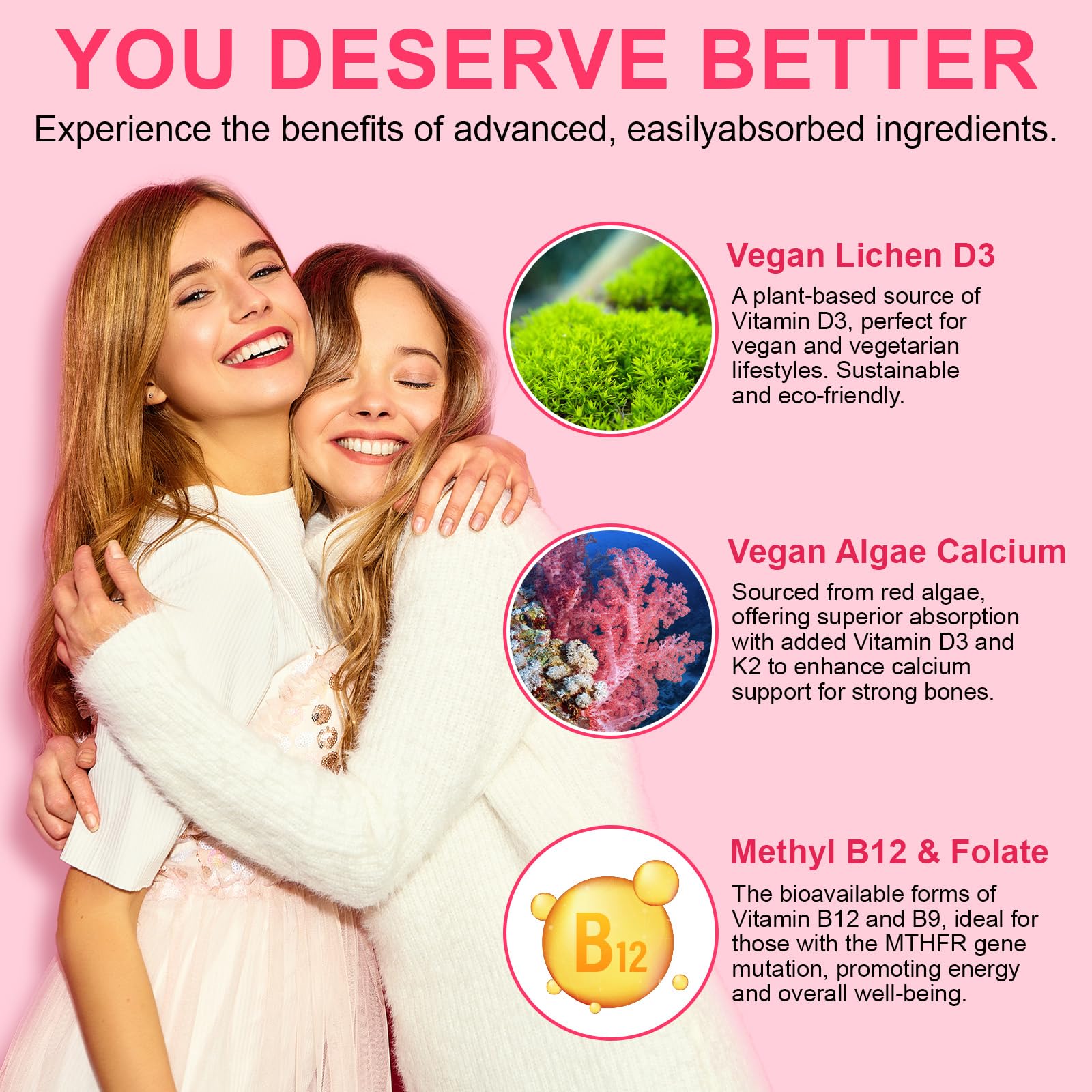 Illustration of triple women-only complex ingredients and immune boosters