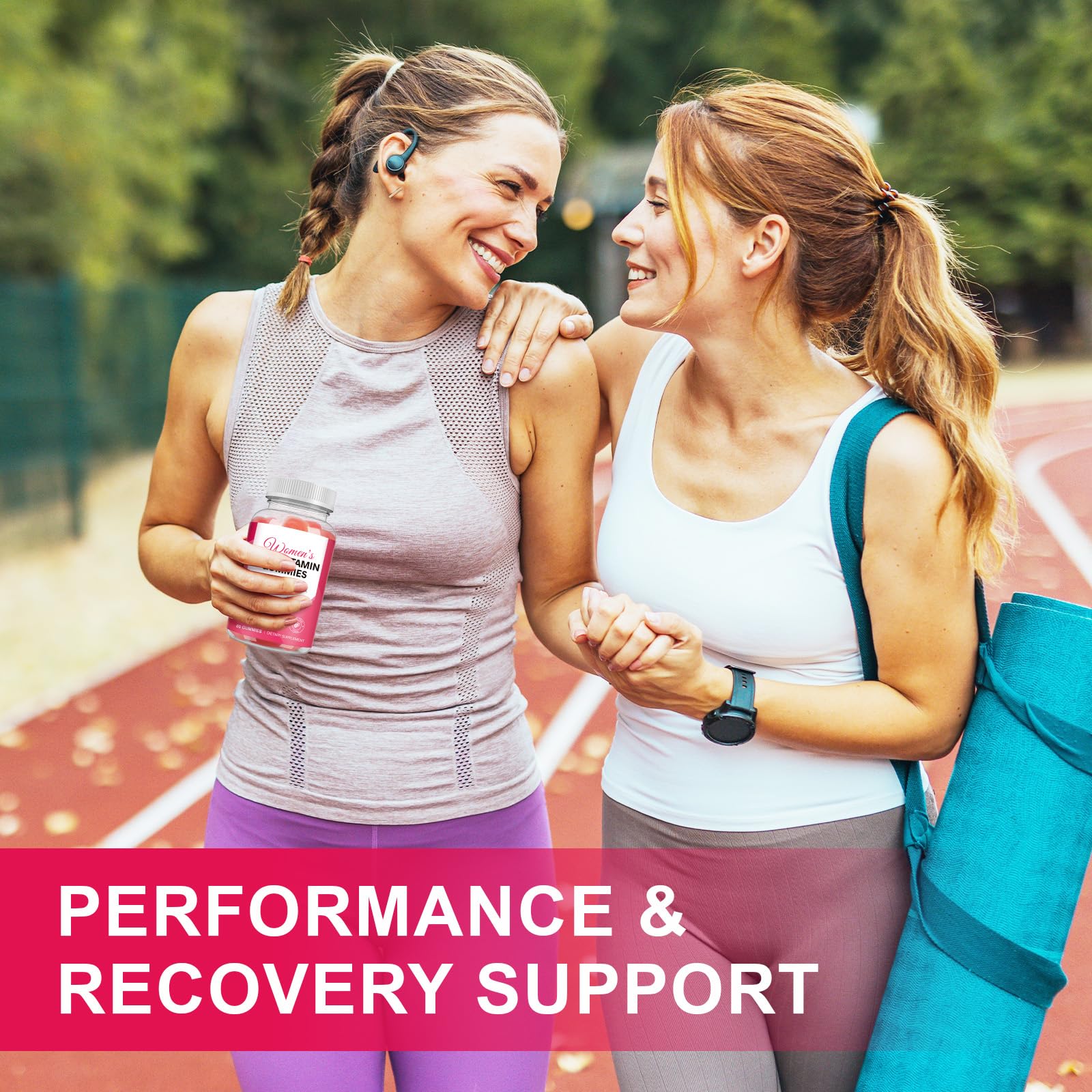 Two gummies serving suggested with strawberry flavor