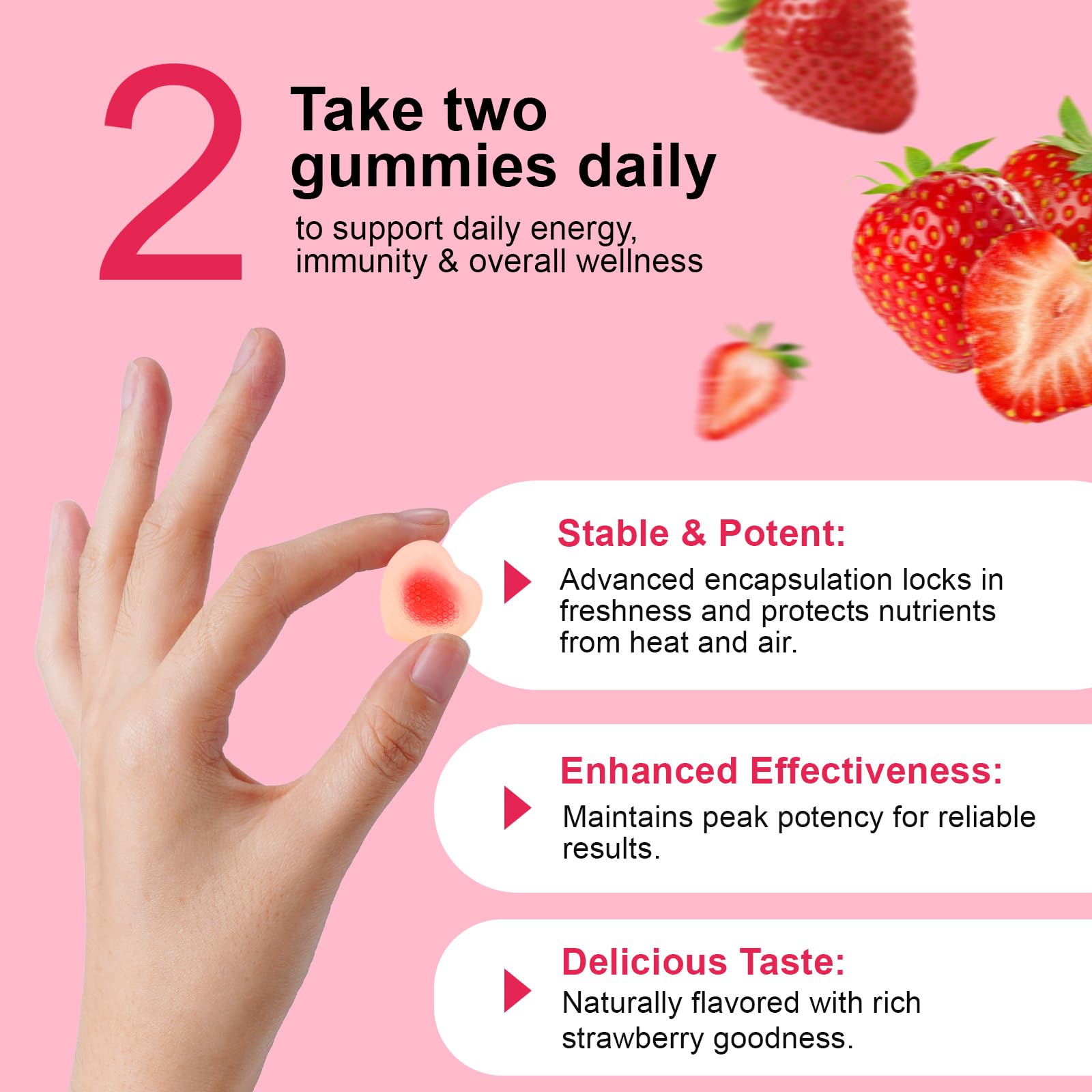Vceeoy Women's Vitamin Gummies Strawberry flavor bottle with gummies