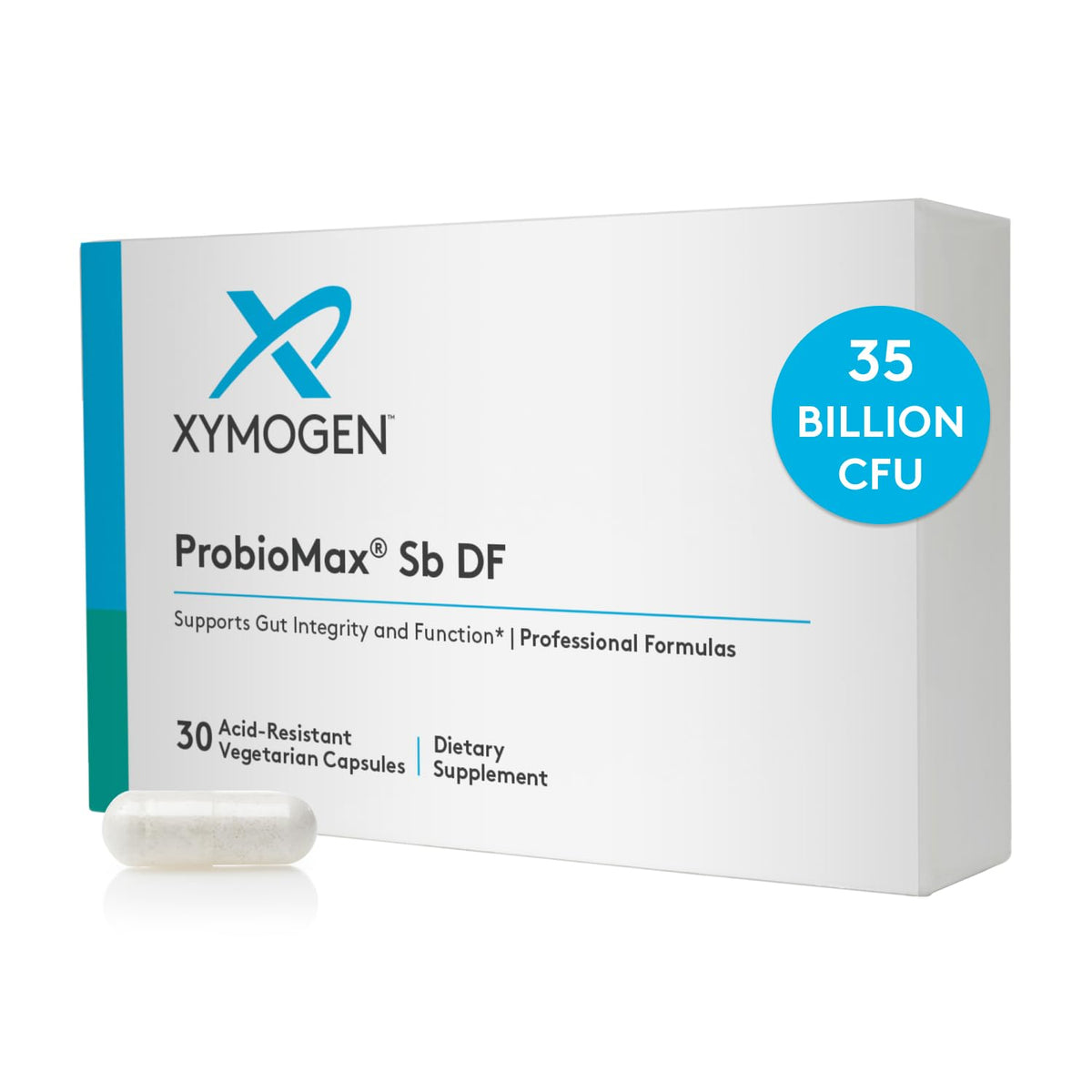 Front label of XYMOGEN ProbioMax Sb 35B