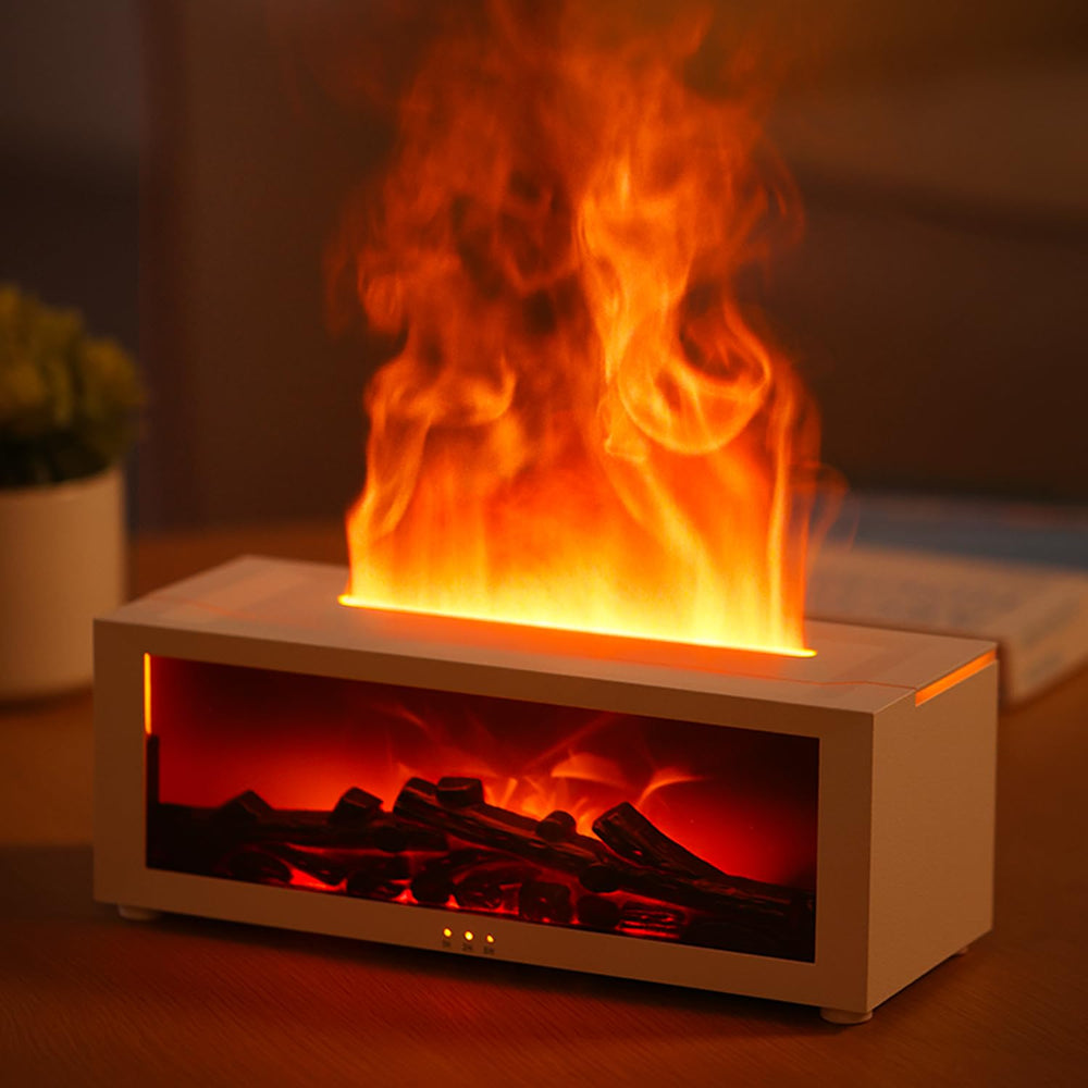 YALEDI White 7-Color Fireplace Diffuser with Remote – Front View