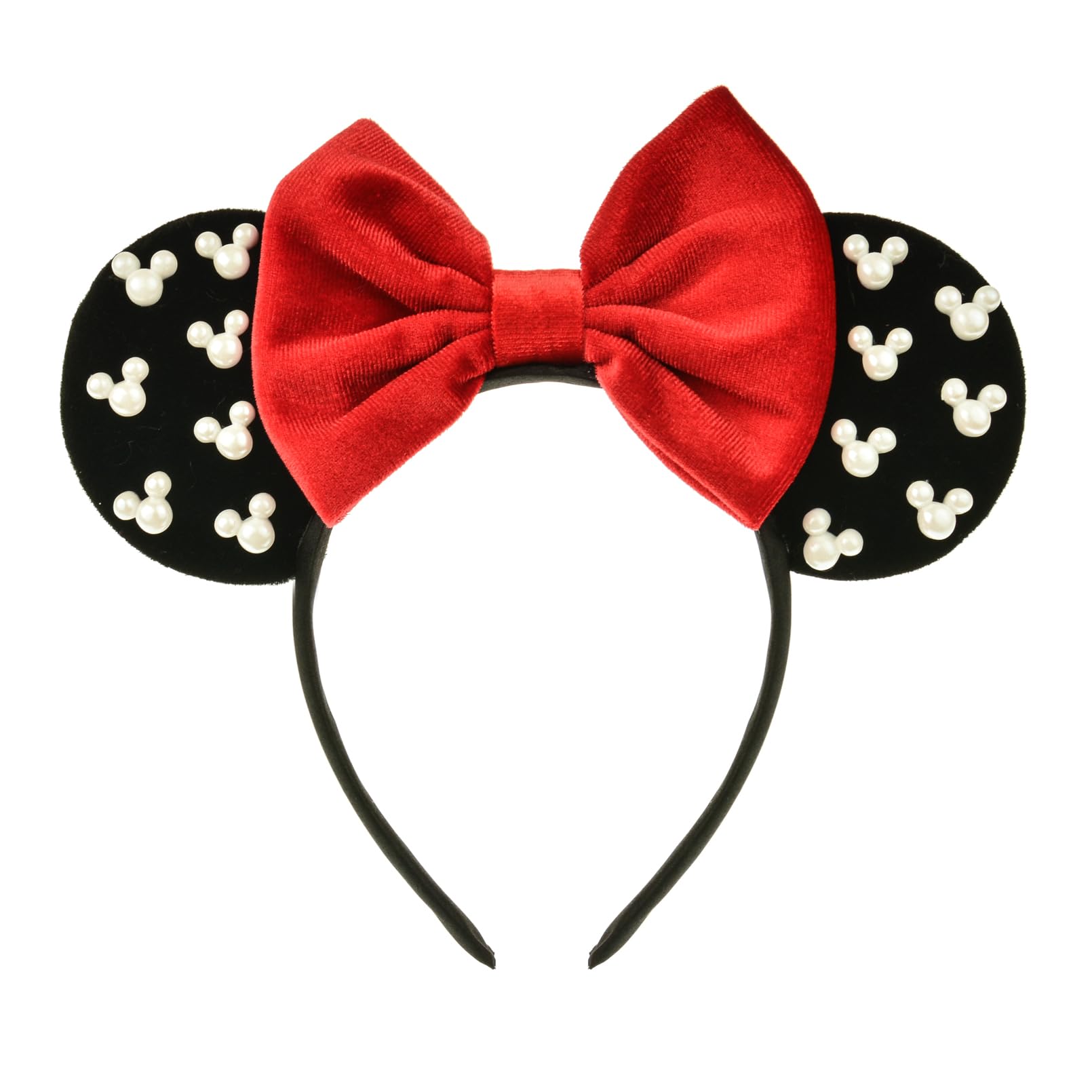 A Miaow pearl mouse ears headband in black velvet for chic cosplay.