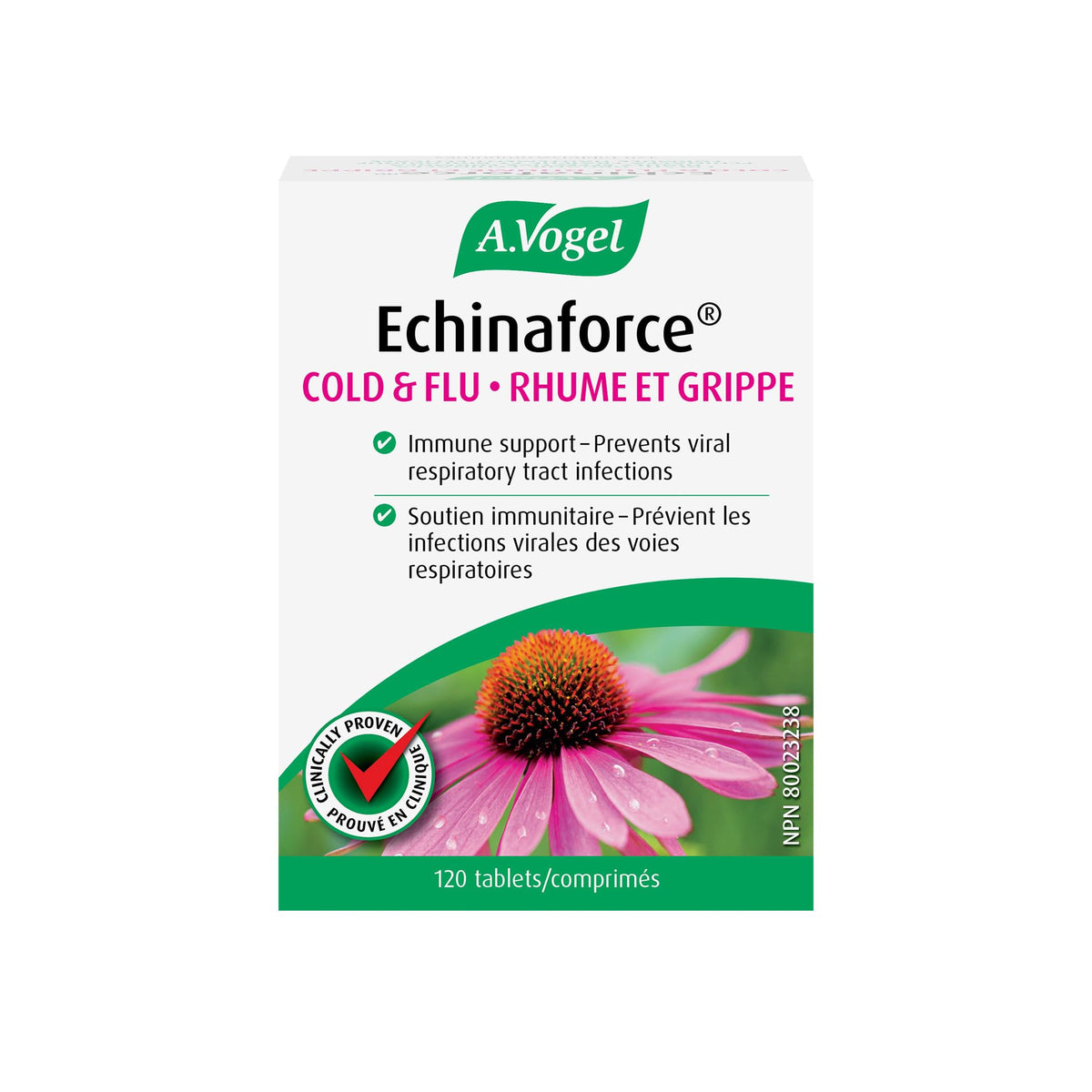 Product front view of A Vogel Echinaforce 120 CT