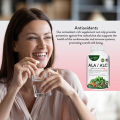 Bottle back label of AAMATEC LIFE ALA/ALC 60 capsules